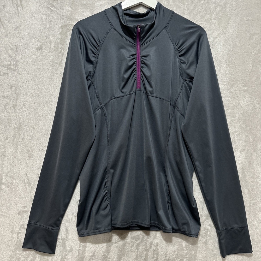 Athleta Intrepid Sun Shield 1/4 Zip Pullover Top Gray Womens 1X 215066